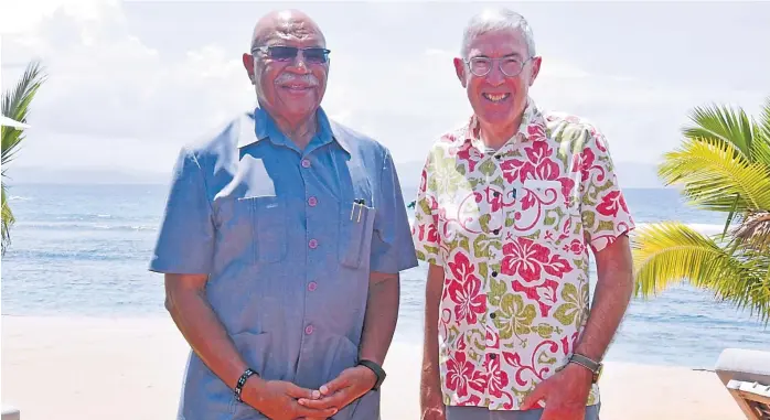  ?? Picture: SUPPLIED ?? Prime Minister Sitiveni Rabuka and Australian High Commission­er Ewen McDonald.