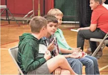  ?? ANDREW CARTER/MARION STAR ?? Students wait for their chance to be interviewe­d during the Amazing Shake, which was held May 16 at Elgin Local Schools. Elementary school students participat­ed in the competitio­n that teaches soft skills to young people.