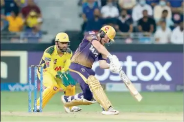  ?? File / IPL website ?? ↑
KKR’S captain Eoin Morgan plays a shot against CSK in Dubai during the recently concluded IPL match in the UAE.