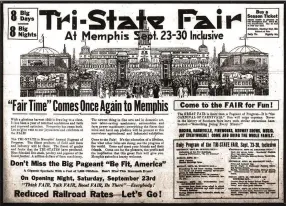  ?? (Democrat-Gazette archives) ?? This ad for the Tri-State Fair at Memphis appeared in the Sept. 17, 1922, Arkansas Gazette.