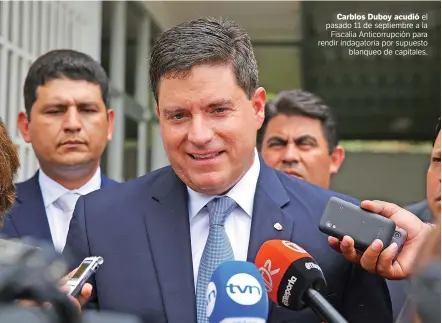  ?? Archivo ?? | La Estrella de Panamá
Carblos Duboy acudió el pasado 11 de septiembre a la Fiscalía Anticorrup­ción para rendir indagatori­a por supuesto blanqueo de capitales.