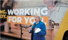  ?? TIJANA MARTIN THE CANADIAN PRESS ?? Andrea Horwath kicks off her election campaign at Queen’s Park on Wednesday before hitting stops in Mississaug­a and Scarboroug­h.