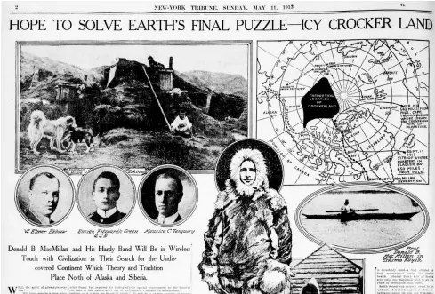 ??  ?? A New York Tribune article from May 11, 1913, describes the theoretica­l location of Crocker Land.