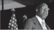  ?? AP-Brynn Anderson ?? Raphael Warnock, a Democratic candidate for the U.S. Senate speaks during a rally Nov. 3 in Atlanta.