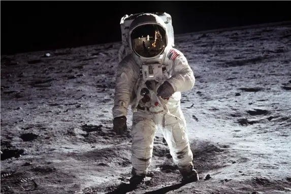  ??  ?? Buzz Aldrin on the walk that amazed the world 50 years ago (PA)