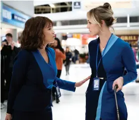  ??  ?? Rosie Perez (left) and Kaley Cuoco in HBO Max’s The Flight Attendant, for which both actors earned Emmy nomination­s.