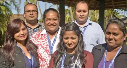  ?? Photo: WAISEA NASOKIA ?? CJ Patel Group staff from left: Group human resource (HR) supervisor Ashwita Chand, risk and compliance officer Monal Narayan, Fiji Sun Editorial Manager/Executive Assistant Soko Vakacegu, Pacific Batteries HR officer Shoma Shivangli, ICT Business...