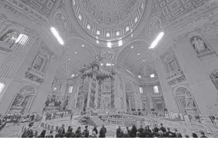  ?? AP/ANDREW MEDICHINI ?? POPE Francis holds a Mass for the solemnity of St. Mary at the beginning of the New Year, in St. Peter’s Basilica at the Vatican on Sunday, January 1, 2023. Pope Emeritus Benedict XVI, the German theologian who will be remembered as the first pope in 600 years to resign, has died, the Vatican announced Saturday. He was 95.