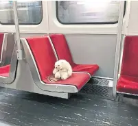  ??  ?? Rhonda Riche says the stuffed bear was on the subway train long before she and her husband found him at High Park station.