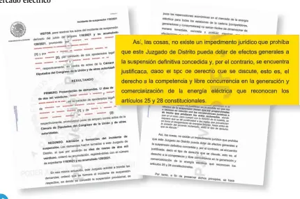  ??  ?? En el dictamen, el juez añadió que no existe impediment­o jurídico que prohíba dotar de efectos generales a la suspensión definitiva concedida