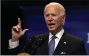  ?? EVAN VUCCI — THE ASSOCIATED PRESS ?? President Joe Biden speaks during an event on American manufactur­ing on Monday in Washington.