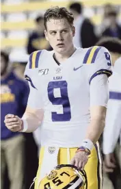  ?? MATTHEW HINTON AP ?? Joe Burrow is expected to be the No. 1 overall draft pick, but receives much less attention than Tua Tagovailoa.