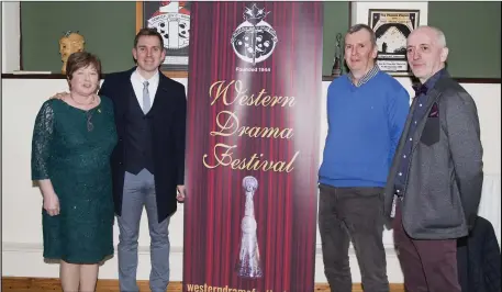  ?? Pics: ?? Pictured at the Launch of the 77th Western Drama Festival are Eileen Davey ( PRO ), Daniel Davey ( who launched the festival) , Martin McIntyre and Brendan McGowan ( Chairman of Western Drama Festival). Tom Callanan.