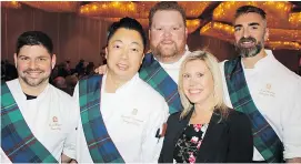  ??  ?? Executive chef Sean Murray, right, and his culinary team prepared the traditiona­l royal repast in honour of Scotland’s famous poet on the occasion of his 260th birthday.