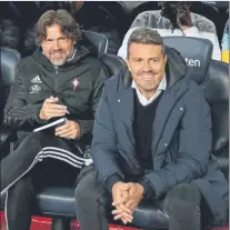  ?? FOTO: PEP MORATA ?? Òscar y Roger Garcia en el banquilo del Celta