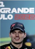  ?? ?? DUTCH Formula One driver Max Verstappen of Red Bull Racing speaks during a press conference at the Autodromo Jose Carlos Pace circuit in Interlagos, Sao Paulo, Brazil, on Thursday. | SEBASTIAO MOREIRA EPA