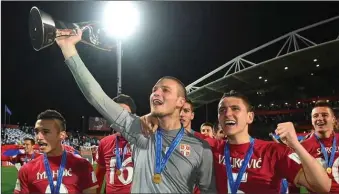  ??  ?? Serbia team after winning FIFA U-20 World Cup in New Zealand early yesterday