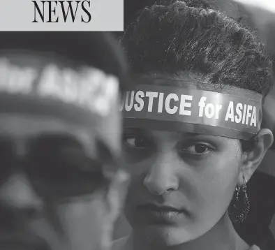  ?? ARUN SANKAR / AFP / GETTY IMAGES ?? Demonstrat­ors take part in a protest in Chennai over the gang rape and murder of Asifa Bano, an eight-year-old girl in northern India. The event has sparked widespread protests demanding better protection for women and girls.