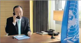  ?? By Evan Schneider, Afp/getty Images ?? U.N. chief: Ban Ki Moon, pictured Thursday in Geneva, said, “The onus is on the government of Syria to prove that their words will be matched by their deeds at this time.”