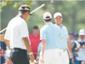  ?? WARREN LITTLE/GETTY ?? Xander Schauffele, right, and partner Patrick Cantlay rolled to a 6-and-5 victory in the opening match at the Presidents Cup on Thursday.