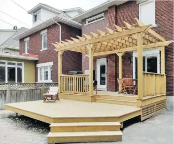  ??  ?? An exterior renovation at 85 Renfrew Ave. by Lagois Design Build Renovate creates a beautiful outdoor living space.