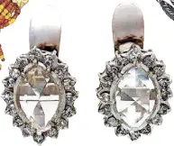  ?? ?? Rose-cut diamanté earrings set in white gold: The rose pattern resembles the shell of a turtle and is often referred to as gulugod pagong, 20th century.