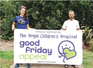  ?? ?? Sally Theobald and Corey Milner are running a fun run at Rokeby on Good Friday to raise money for the Royal Children’s Hospital.