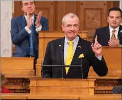  ?? RICH HUNDLEY IV — MEDIANEWS GROUP ?? New Jersey Gov. Phil Murphy delivers his 2022 Budget speech at the Statehouse in Trenton.