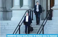  ??  ?? WASHINGTON: National Security Advisor HR McMaster leaves the Eisenhower Executive Office Building on the White House campus in Washington, DC. —AFP
