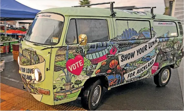  ?? SUPPLIED ?? The Love Bus kombi was at the centre of Auckland Council’s campaign to turn out the vote in 2016.
