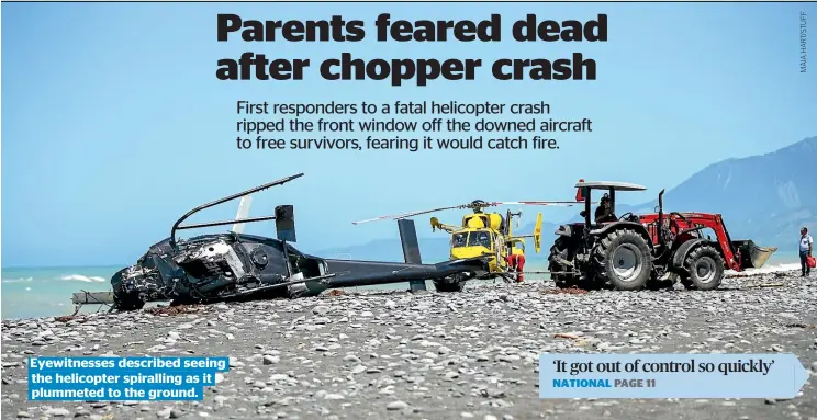  ??  ?? Eyewitness­es described seeing
the helicopter spiralling as it
plummeted to the ground.