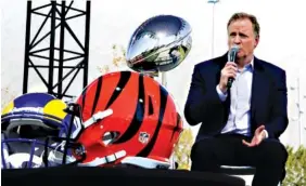  ?? AP FILR PHOTO/MORRY GASH ?? NFL Commission­er Roger Goodell speaks at a news conference in Inglewood, Calif.