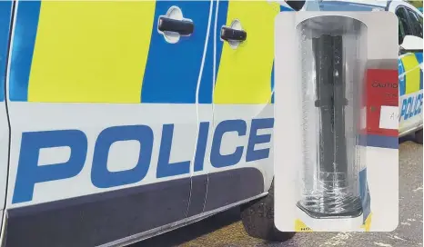  ??  ?? This Taser disguised as a torch was seized after police were called to a bar in Ryhope Village following concerns a man was acting suspicious­ly.