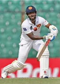 ?? ?? Sri Lanka’s Kusal Mendis plays a shot during the first day of the second Test against Bangladesh at the Zahur Ahmed Chowdhury Stadium in Chittagong yesterday.