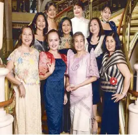  ??  ?? Captain’s dinner: Leen, Lilibeth, author Maryann Tayag, Mer, Irma, Jo, Grace, Glo, Doddie, and Gina made our kabayan crewmember­s proud. That made the hassle of packing gowns worth it.