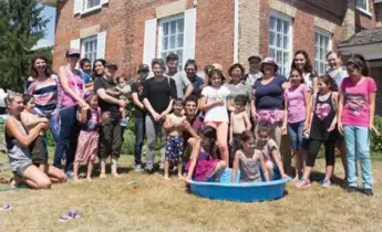  ?? JAKE KIVANC PHOTOS/TORONTO STAR ?? All of the MABELLEart­s campers at Applewood Shaver House, the base of operations for the 10-day program.