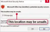  ??  ?? Microsoft Office's warning that a picture link could be harmful