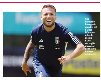  ?? GETTY IMAGES ?? Ciro Immobile ha segnato quindici gol e vinto l’Europeo A livello di club è uno dei migliori marcatori della storia italiana