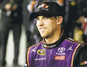  ?? John Raoux / Associated Press ?? Denny Hamlin closed NASCAR’s iRacing Series virtual auto race with a victory at a simulation of throwback North Wilkesboro Speedway on Saturday.