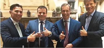  ??  ?? Brexiteers: From left, Andy Wigmore, Arron Banks, Nigel Farage and Richard Tice