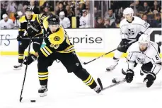  ?? MADDIE MEYER/GETTY IMAGES/FILES ?? This pre-season, Boston Bruins left wing Brad Marchand called the new faceoff rules “an absolute joke.” The NHL’s general managers will discuss those rules in Montreal on Friday.