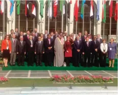  ??  ?? CAIRO: This handout photo released by Kuwait News Agency (KUNA) yesterday shows Arab and European Foreign Ministers pose for a group photo ahead of their meeting in Cairo, Egypt yesterday.