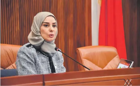  ?? Bahrain News Agency ?? Fouzia Zainal heads a Council of Representa­tives with more women members than at any time since 2002