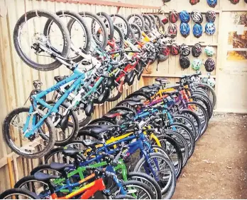  ?? ?? Cycling Some of the equipment at Comrie Croft Bikes