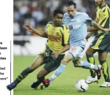  ??  ?? Right Payet shows Franck Ribery a clean set of heels in his early days at Nantes Below A rare cap Bottom “I struggled to keep up with the physical impact here”