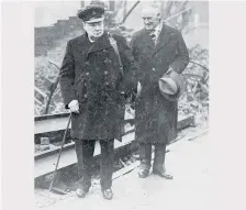  ??  ?? On January 31, 1941, prime minister Winston Churchill visited Portsmouth to see bomb damage first hand. Here he is with lord mayor Denis Daly. Picture: Pat Daly collection