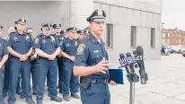  ?? FILE ?? Farmington Police Chief Paul Melanson, shown with Farmington officers in October, will lead the Avon Police Department beginning in July.