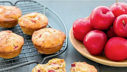  ?? SUPPLIED ?? This coconut plum muffins recipe would also work well with other stone fruit.
