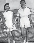  ?? PROVIDED BY FANNIE WALKER WEEKES ?? Sisters Matilda “Roumania” Peters, left, and Margaret Peters were all but unstoppabl­e in doubles, winning 14 ATA doubles titles in 15 years.