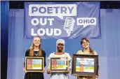  ?? CONTRIBUTE­D PHOTOS ?? From left: Amanda Braig, third-place winner; Anabanel Anne, second-place winner; and Hiba Loukssi, 2023 Poetry Out Loud state champion.